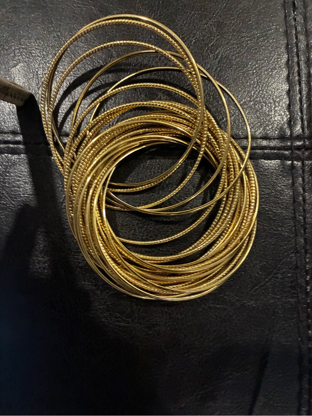 Gold Tone Multi-Stack Bangle Bracelet - Picture 2 of 2